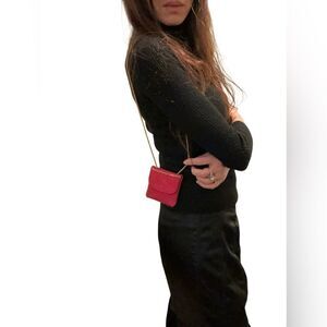 CHANEL Red Quilted Crossbody Bag with Gold Chain